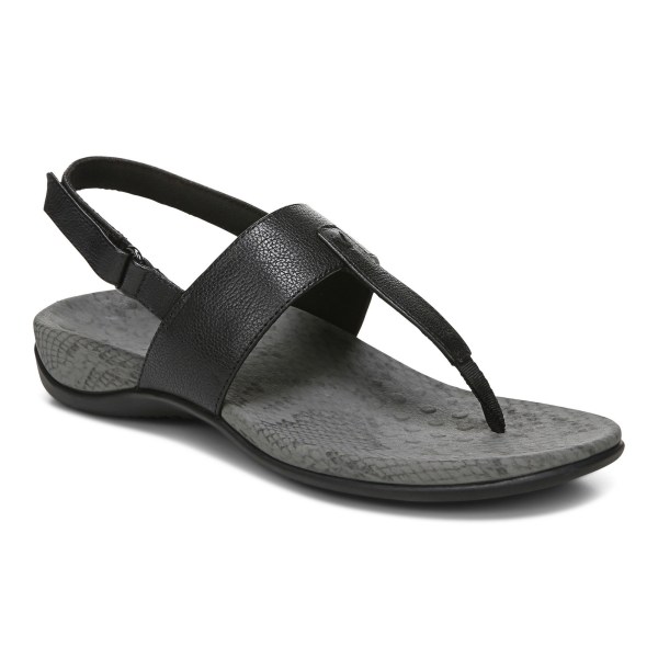 Vionic Sandals Ireland - Tala T-Strap Sandal Black - Womens Shoes For Sale | CBXEH-3816